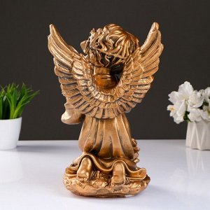 Фигура «Ангел с чашей цветов» бронза 20х17х32см