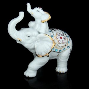 Сувенир под фарфор "Слон со слонёнком" стразы
