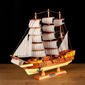 СИМА-ЛЕНД Корабль сувенирный средний «Диана», светлое дерево, паруса бежевые, 10x50x45 см