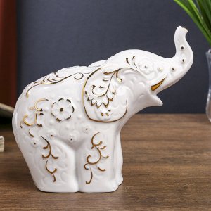 Сувенир "Слон с узорами" белый с золотом 14х15,5х6 см