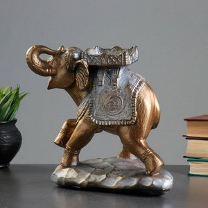 Фигура "Слон стоя" бронза/серебро, 14х25х25см