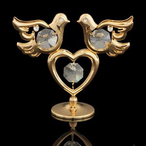 Сувенир «Голуби на сердце», 8*3*7 см, с кристаллами Сваровски