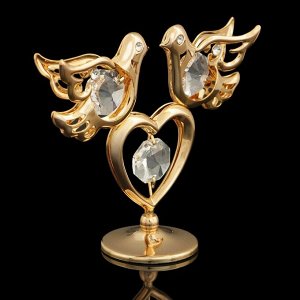 Сувенир «Голуби на сердце», 8?3?7 см, с кристаллами Сваровски