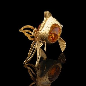 Сувенир «Золотая рыбка», 6x3x4,5 см, с кристаллами