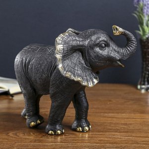 Сувенир полистоун "Чёрный слон" с золотом 22х26,5х14,5 см