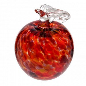 Сувенир стекло в стеклокрошку "Яблоко красно-марг." h 90 мм