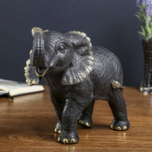 Сувенир полистоун "Чёрный слон" с золотом 22х26,5х14,5 см