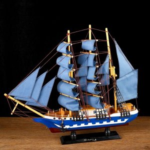 Корабль сувенирный средний «Всадник», паруса синие, микс, 43х8,5х39 см