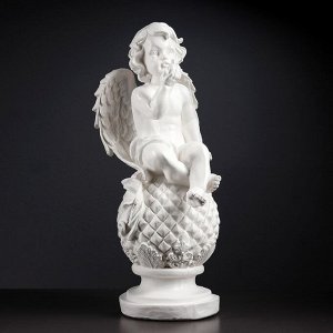 Фигура "Ангел на шаре с птичкой" 27х24х58см белый