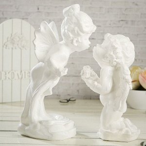 Статуэтка "Ангел и мотылёк", 2 шт, белая, 29 см