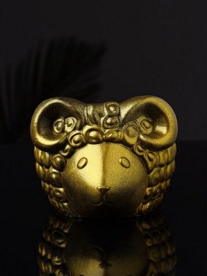 Фигурное кашпо для цветов «Баран», 221 мл, 12x10x7 см, гипс, золотистый