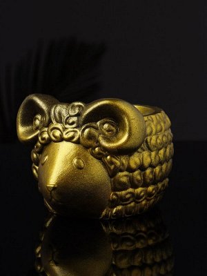 Фигурное кашпо для цветов «Баран», 221 мл, 12x10x7 см, гипс, золотистый