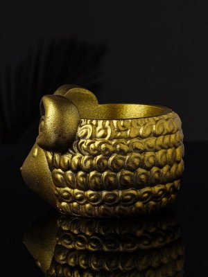 Фигурное кашпо для цветов «Баран», 221 мл, 12x10x7 см, гипс, золотистый
