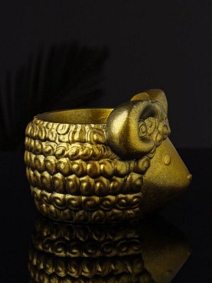 Фигурное кашпо для цветов «Баран», 221 мл, 12x10x7 см, гипс, золотистый