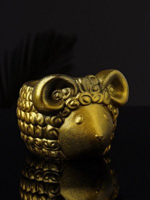 Фигурное кашпо для цветов «Баран», 221 мл, 12x10x7 см, гипс, золотистый