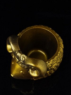 Фигурное кашпо для цветов «Баран», 221 мл, 12x10x7 см, гипс, золотистый