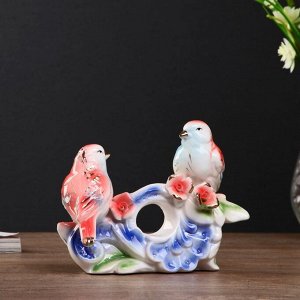 Сувенир керамика "Две птички с розами" 12,5х16,5х6,5 см