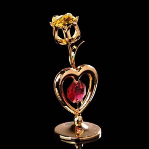 Сувенир «Тюльпан с сердцем», 3?3?8 см, с кристаллами Сваровски