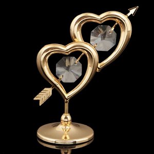 Сувенир «Сердца», 7x6x3 см, с кристаллами
