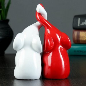 Фигура "Пара слонов" белый/красный, 9х12х16см