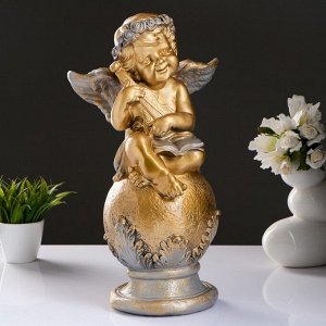 Фигура «Ангел со скрипкой улыбчивый» бронза/серебро 21х26х48см
