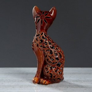 Статуэтка "Кот", коричневая, резка, 32 см