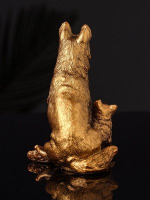 Фигурка гипс «Овчарка с щенками», 10x7 см, бронза