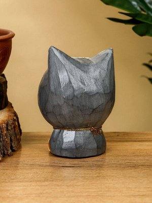 Сувенир «Котик», 8x7x10 см, дерево, серый