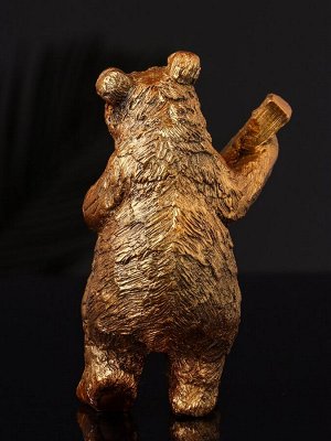 Фигурка гипс «Медведь с домрой», 11x6 см, бронза