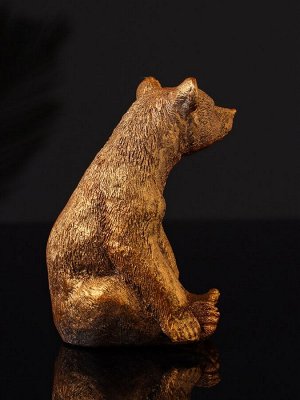 Фигурка гипс «Медведь сидит», 9x6 см, бронза