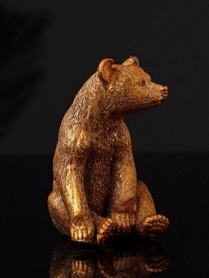 Фигурка гипс «Медведь сидит», 9x6 см, бронза
