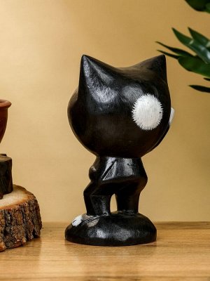 Сувенир «Кот рыбак», 10x10x16 см, дерево, чёрно-белый