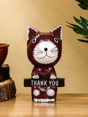 Сувенир «Кот с табличкой WELCOME», 10x7x16 см, дерево, бело-коричневый