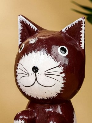 Сувенир «Кот с табличкой WELCOME», 10x7x16 см, дерево, бело-коричневый