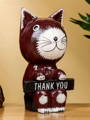 Сувенир «Кот с табличкой WELCOME», 10x7x16 см, дерево, бело-коричневый