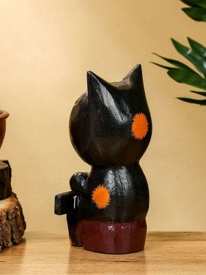 Сувенир «Кот с табличкой WELCOME», 10x7x16 см, дерево, чёрно-рыжий