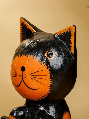 Сувенир «Кот с табличкой WELCOME», 10x7x16 см, дерево, чёрно-рыжий