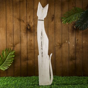 Сувенир дерево "Кошка белая с бантом" 100х18х6,5 см