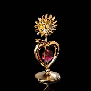 Сувенир «Сердце с солнцем», 3?3?8 см, с кристаллами Сваровски