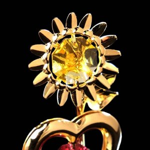 Сувенир «Сердце с солнцем», 3?3?8 см, с кристаллами