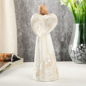 Сувенир керамика "Девушка-ангел в платье с розами" 19,5х7х7 см