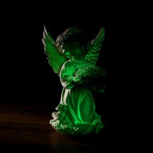 Светящаяся фигура "Ангел с чашей цветов" 15х15х32см