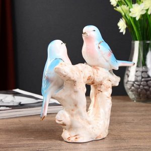 Сувенир керамика "Две птички на дереве с цветами" 16х17,5х6,5 см