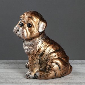 Статуэтка "Собака Мопс", бронзовый цвет, 30 см