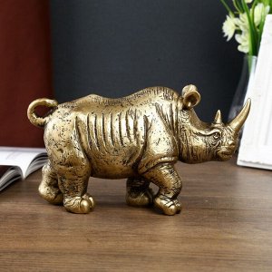 Сувенир полистоун "Золотой носорог" 12.5х22х7 см