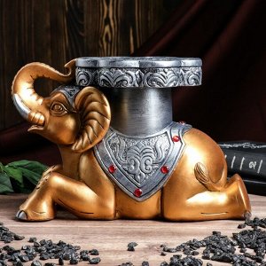 Подставка напольная "Слон №7" 22 см, золото, серебро