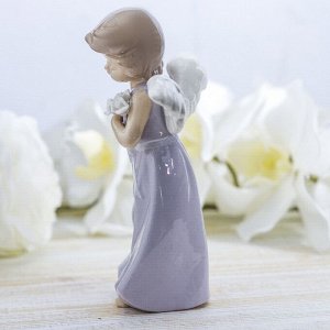 Сувенир "Ангел в сиреневом платье с цветами" лак 18,5х11х5,5 см