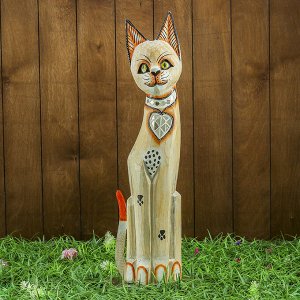 Сувенир "Кошка с сердечком" дерево 14х6х60 см