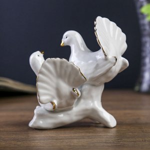 Сувенир "Целующиеся голуби" белый со стразами