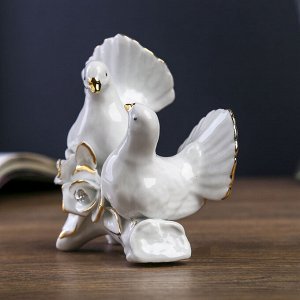 Сувенир "Целующиеся голуби" белый со стразами